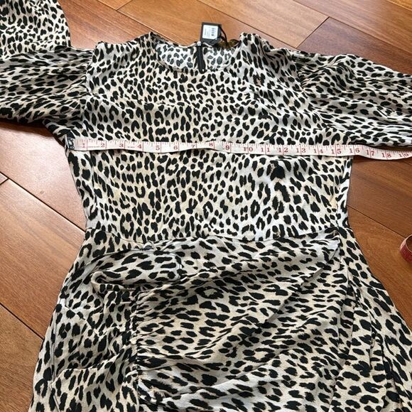 NWT MAJE Ruffled leopard-print crepe mini dress size 36 US 4 - Picture 8 of 11